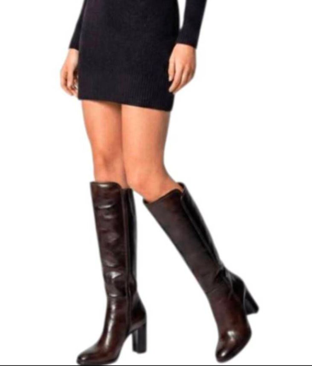 BRUNO PREMI Brown Leather Knee High Boots Size 39 (US 7.5)